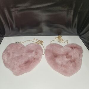 Pink Heart-Shaped Fur Bag Bundle